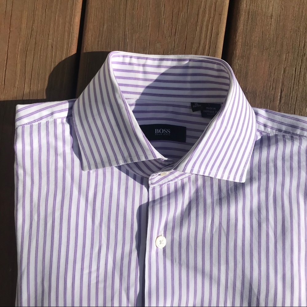 Hugo Boss Lavender and White Button Down 15 32/33
